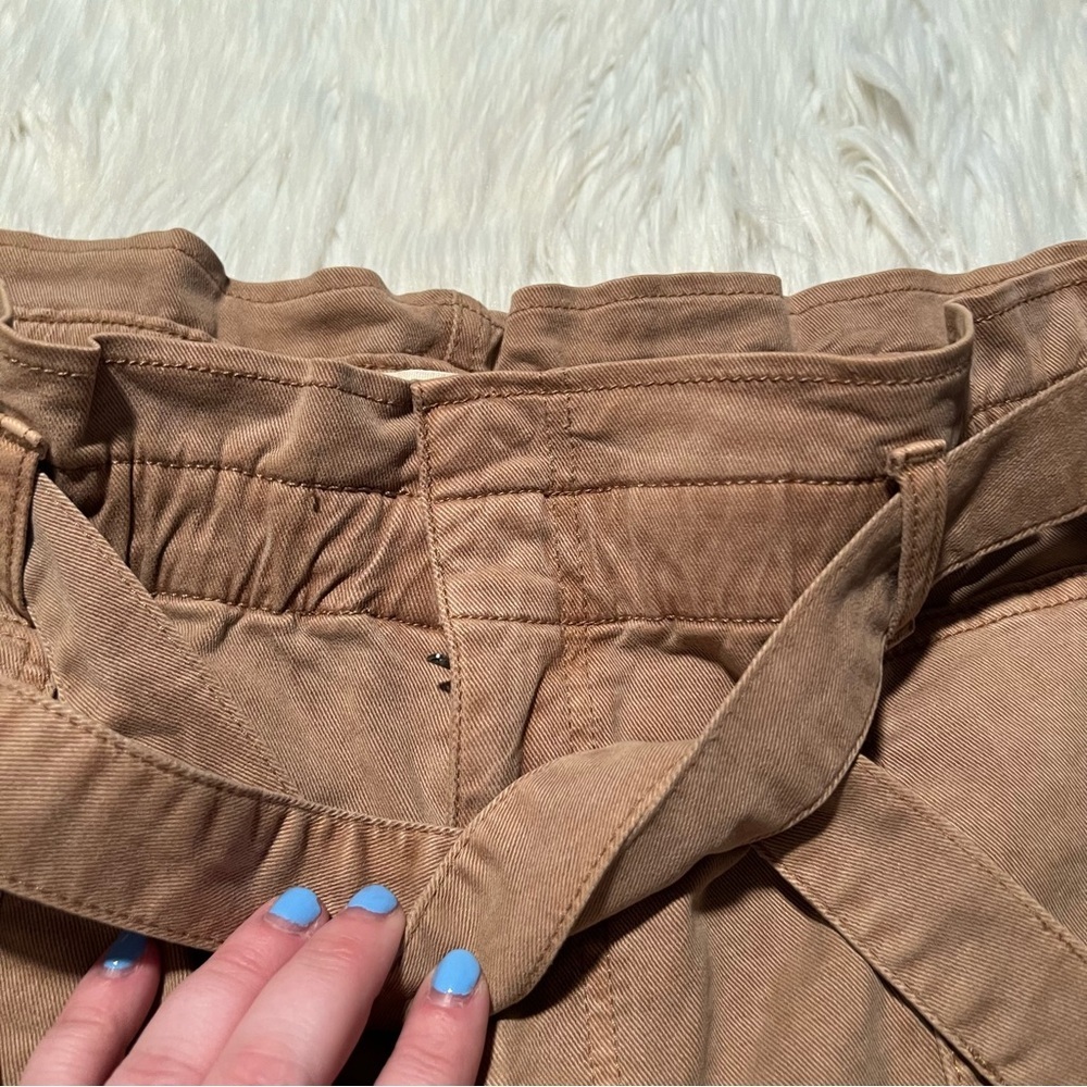 Loft Cuffed Paperbag High Waisted Twill Shorts Tan XL - Picture 5 of 10